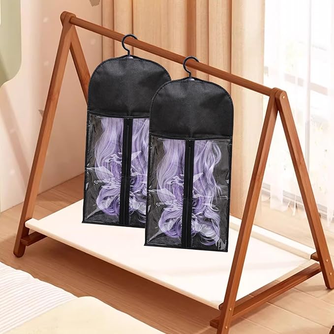 12PCS Hair Extension Holder Wig Storage Bags with Hanger for Multiple Wigs Dust-proof Wig Hanger Hair Extension Storage Wig Bags for Hair Extensions Wigs &amp Accessories