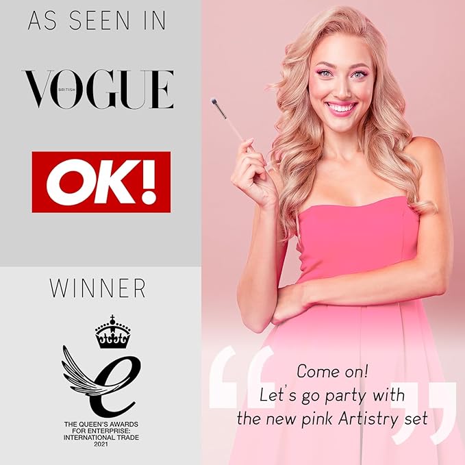 Nir? Beauty 15piece Award Winning Pink Makeup Brushes: Pink Makeup Brush Set with Case Makeup Sponge Brush Cleaner Guide Gift Box