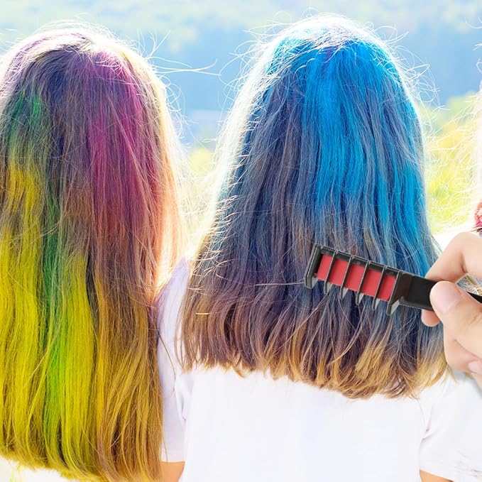12 Colors Festive Fun Hair Chalk Combs 2026 New Temporary Glitter Hair Colors Hair Chalk Combs Washable DIY Hair Color Dye for Birthday Christmas Party Gifts for Teenage Girls Kids (8 Colors)