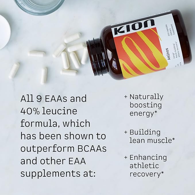 Kion Aminos Essential Amino Acids Capsules | The Building Blocks for Muscle Recovery Reduced Cravings Better Cognition Immunity and More | 30 Servings