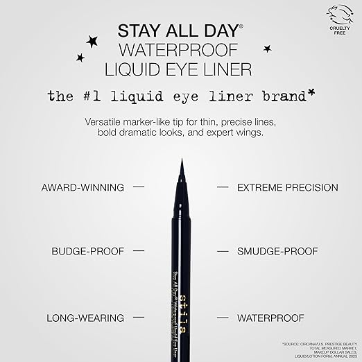 stila Waterproof Liquid Eye Liner Stay All Day Makeup with Fine Brush Tip Lasting Satin Finish Smudge-Proof &amp Transfer-Resistant