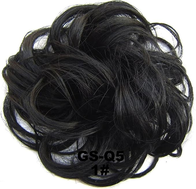Hair Bun 1 Pack Messy Bun Hair Hoops Ponytail Hair Extensions Synthetic Donut Hair Bun Curly Wavy Hair Bun Wigs for Women Hair Bun Piece(1)