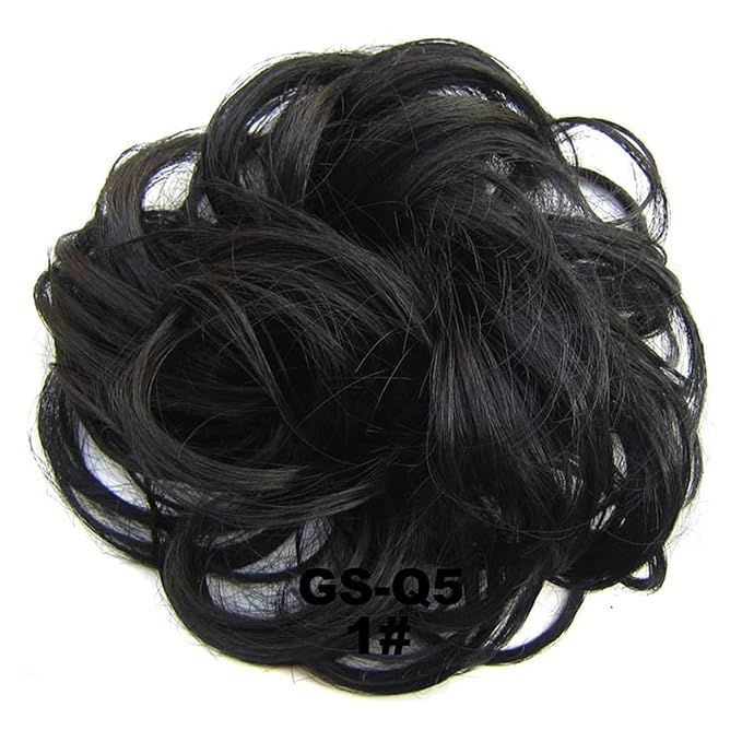 EARSHOT Hair Buns Hair Piece 1 Pack Messy Bun Hair Hoops Ponytail Hair Extensions Synthetic Donut Hair Bun Curly Wavy Hair Bun Wigs for Women Hair Accessories For Girls (Color : 1)