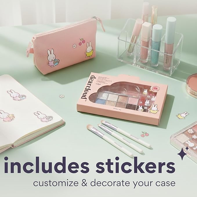dearcloud Miffy Sky/Shadow - Eye Shadow Palette Makeup with 10 Ultra-Fine Pigments &amp Dual-Ended Eyeshadow Brush ? Korean Beauty Eye Makeup (Artist Bun)