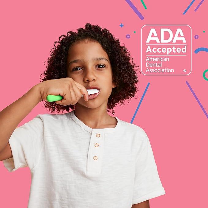 Quip Sonic Toothbrush for Kids with Timer - Includes Extra Brush Head and Travel Cover Mount - Electric Soft Bristle Refill Head Rubber Handle 3 Month Battery Life - Glow in The Dark Green