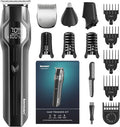 Beard Trimmer for Men - 14 Piece Professional Mens Grooming Kits Multi Beard Kit for Beard face Nose Ear Hair Trimmer Hair Clippers IPX7 Wet &amp Dry Use 210 Mins Mustache Trimmers Men Gifts (Black)