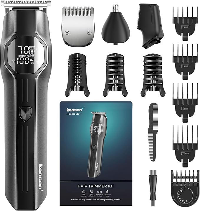 Beard Trimmer for Men - 14 Piece Professional Mens Grooming Kits Multi Beard Kit for Beard face Nose Ear Hair Trimmer Hair Clippers IPX7 Wet &amp Dry Use 210 Mins Mustache Trimmers Men Gifts (Black)