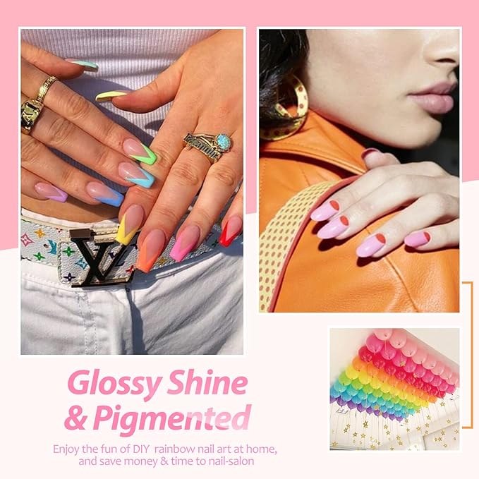 Gellen Gel Nail Polish Kit with U V LED Light 72W Nail Dryer 12 Gel Nail Polish Colors No Wipe Top Base Coat Nail Art Decorations Manicure Tools All-In-One Manicure Kit Colorful Rainbow