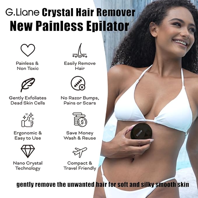 Crystal Hair EraserPainless Nano Hair Remover ExfoliationGentle and Efficient Glass Hair Removal Device Without WaxingNatural Epilator for Women and Men(Diamond Black)