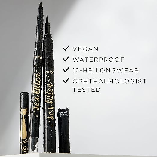 tarte Sex Kitten Liquid Liner ? Black Full Size Liquid Eyeliner Pen with Castor Oil for Bold Nourished Lashes Waterproof All-Day Wear Easy to Apply Vegan &amp Cruelty Free