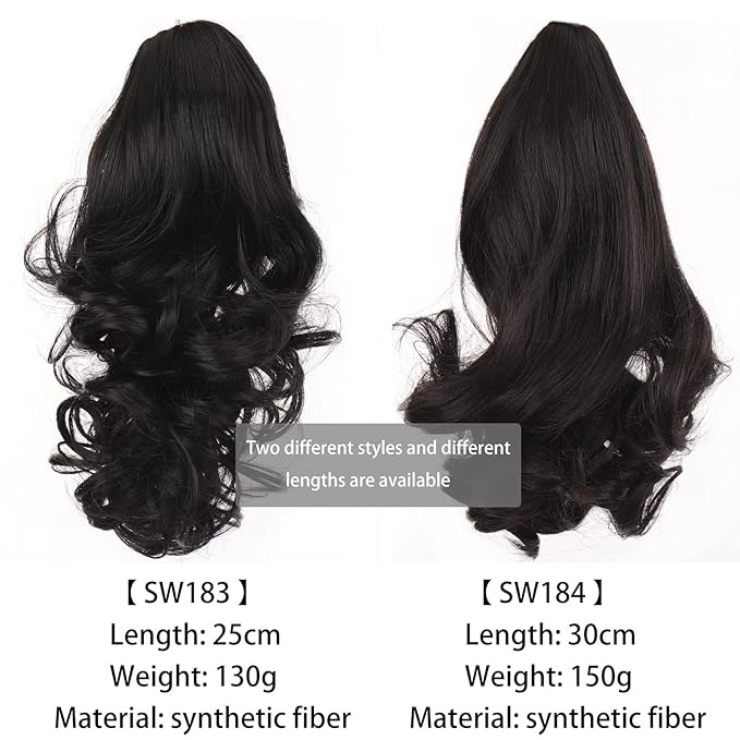 EARSHOT Hair Buns Hair Piece Synthetic Short Wave Big Claw Clip Ponytail Hair Extension Wig Hair Bun Ponytail Ladies Hair Accessories Hair Accessories For Girls (Color : SW183-27)