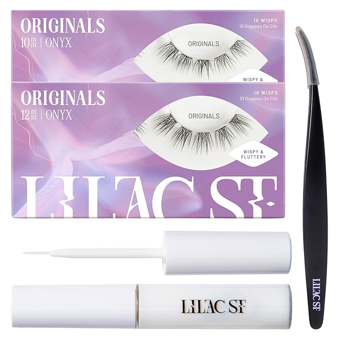 Lilac St - Originals Starter Kit - Includes Natural Faux Eyelash Clusters (10mm &amp 12mm) Clear Lash Glue &amp Lash Applicator - Lightweight &amp Lifelike - Lasts 10 Days - Cruelty Free Vegan -