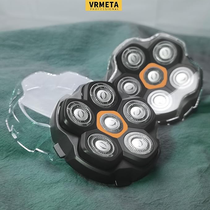 6 Blade Magnetic Replacement Shaving Heads for Bald Men Compatible with All 6D Magnetic Electric Razor (2 PCS VM-072)