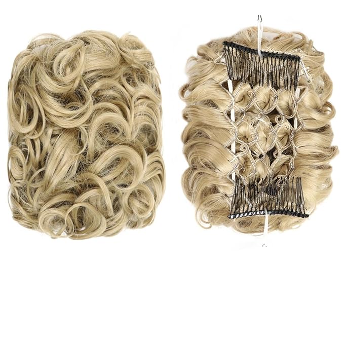Hair Accessories Synthetic Messy Bun Wig Hair Pieces Wavy Curly Bun Ponytail Hair Extensions Bun Hair Comb Women Bun Wig Hair Pieces For Women(24)