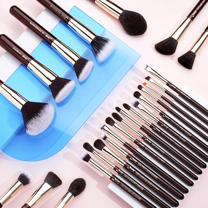 Jessup Makeup Brushes Set Professional 25PCS Premium Natural Powder Foundation Eyeshadow Blending Concealer Blusher Highlight Labeled Brushes T280