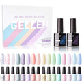 Gellen 16 Colors Gel Nail Polish Kit with Top Base Coat - Fresh Macaron Girly Colors Collection Popular Bright Nail Art Solid Sparkle Glitters Colors Home Gel Manicure Set