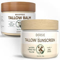 Tallow Sunscreen &amp Tallow Balm Set: 100% Grass-Fed Beef Tallow Sunscreen Balm with Zinc Oxide + Whipped Tallow Moisturizer ? Daily Sun Protection &amp Deep Hydration for Sensitive Skin Face &amp