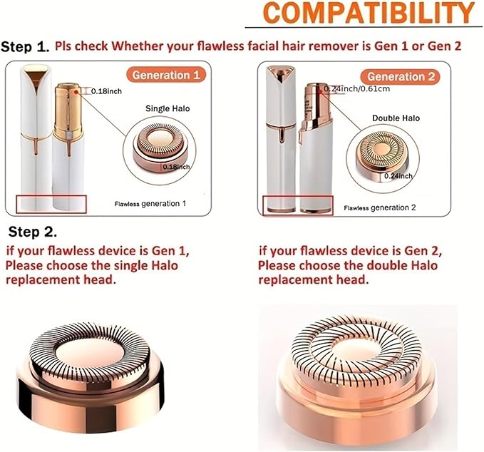 Electric Hair Remover Replacement Head Lipstick Shaver Electric Eyebrow Trimmer Mini Shaver Epilator Painless Women's Shaving(6pcs)