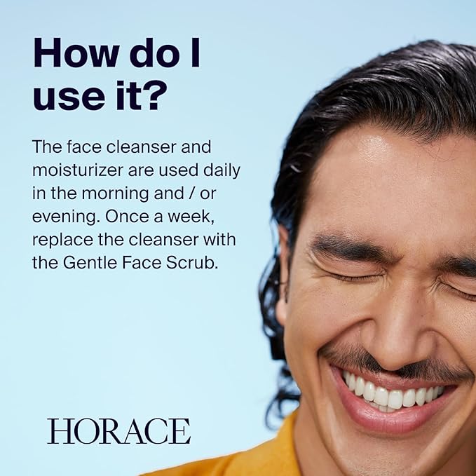 HORACE Gift Set with Purifying Face Cleanser Gentle Face Scrub and Mattifying Face Moisturizer - Skincare Set for Cleansing and Hydrating