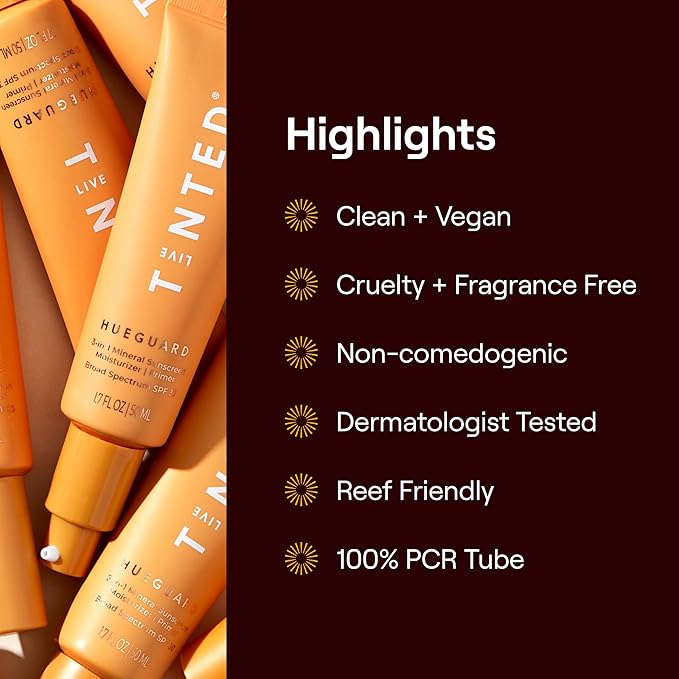 Live Tinted Hueguard® Jumbo 3-in-1 Mineral Sunscreen Moisturizer &amp Primer for Face and Body - Hydrate and Protect the Skin Year Round - SPF 30 to Protect Against UVA/UVB Rays 5 Fl Oz
