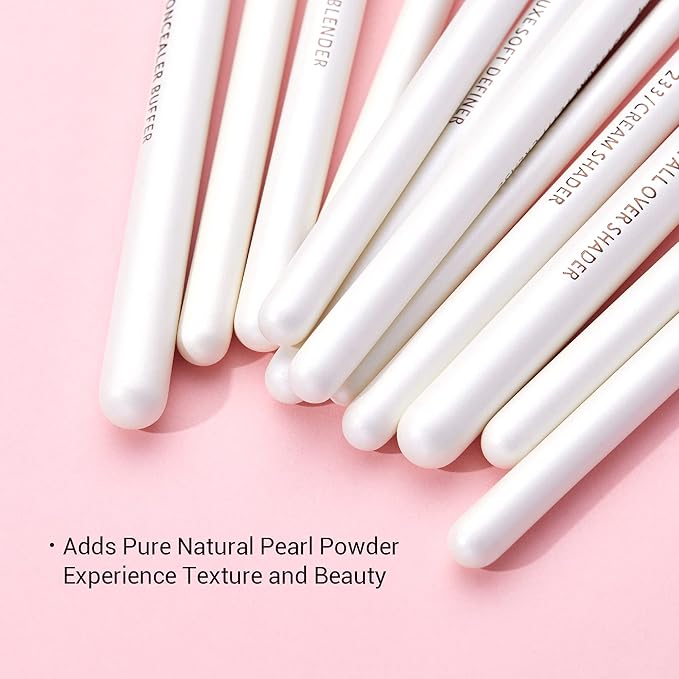 Jessup Small Eye Makeup Brush Set Professional 15pcs White/Silver Premium Natural-synthetic Eye Shadow Blending Concealer Eye &amp Brow Liner Brushes T237
