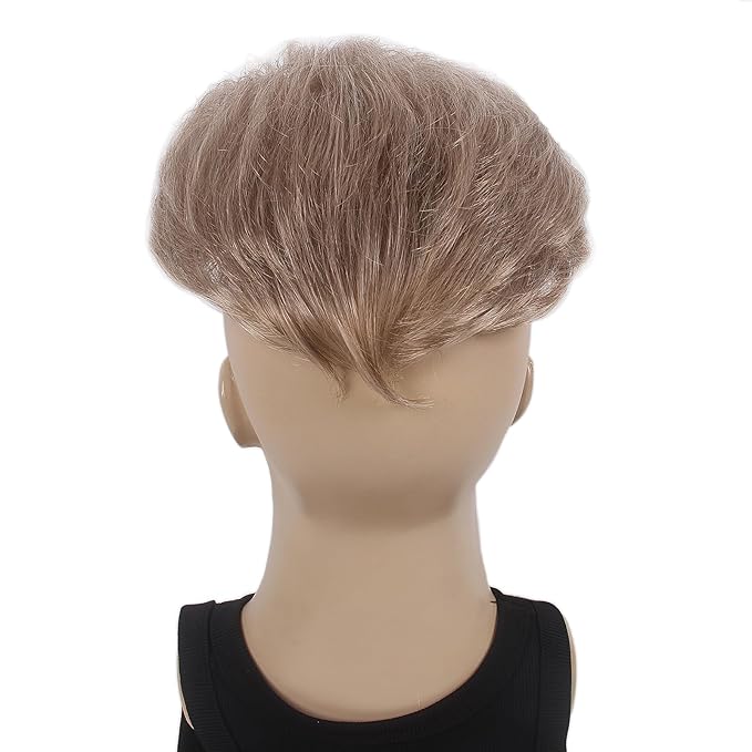 H&ampBwig Men Short Toppers Hairpiece Clip in Hair Extensions for Covering White Loss Hair Toupee (Blonde6060#8-26-613)