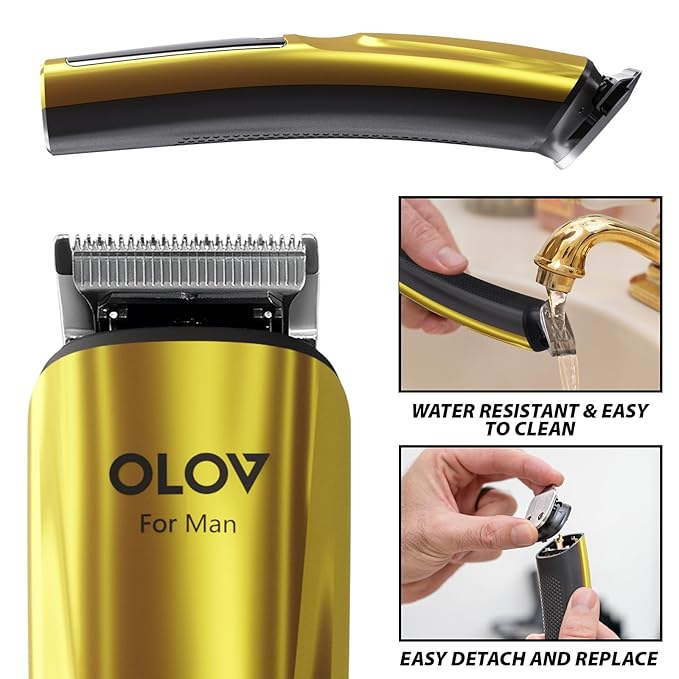 Beard Trimmer 21 Piece Mens Grooming Kit and Hair Clipper Cordless Rechargeable Electric Razor for Beard Face Nose Hair Trimmer Gold