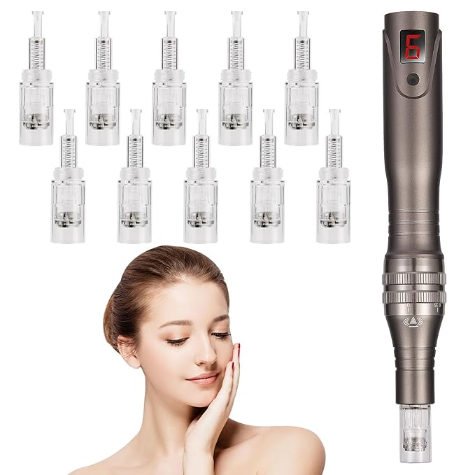 0.25mm Home Use Microneedle Derma Roller Pen Derma Pen for Women Men - Microneedling Skin Care Beauty Kit Tool for Face Hair Beard