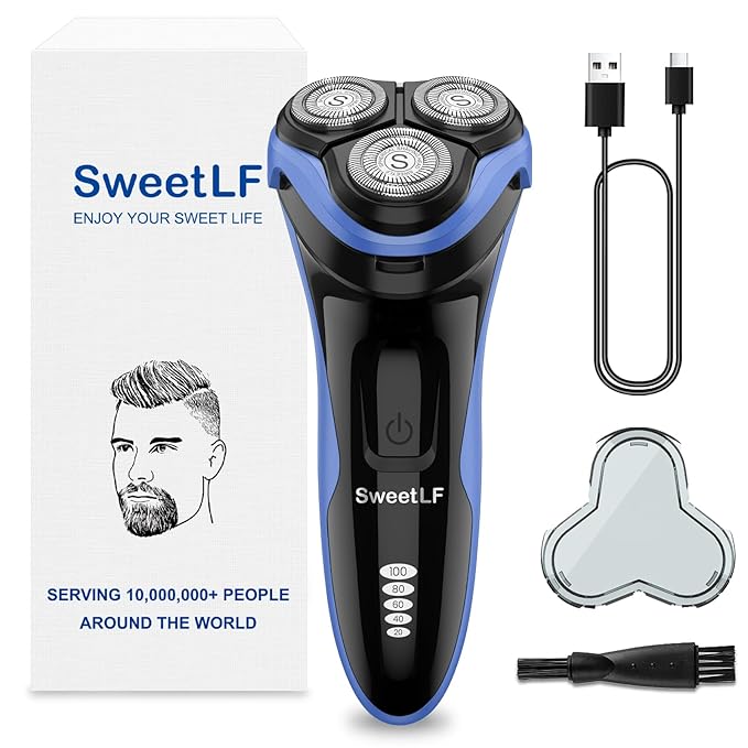 SweetLF Electric Razor for Men IPX7 Waterproof Wet &amp Dry Shaving Pop-up Trimmer Type C Rechargeable Corded &amp Cordless Father's Day Gift