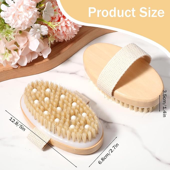 10 Pcs Dry Brushes for Body Dry Brushing Exfoliating Bath Brushes Massage Body Scrub Brush for Skin Renewal Cellulite Reduction Lymphatic Drainage Blood Circulation Improvement