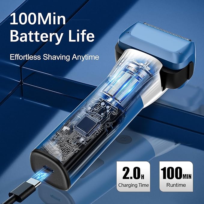 Electric Razor for Men 2-Speed 5-Blade Electric Shavers for Men Face Cordless Rechargeable Mens Foil Shaver Shaving Machine Wet Dry Men's Travel Razors for Man Close Shaving Face as Gift Blue