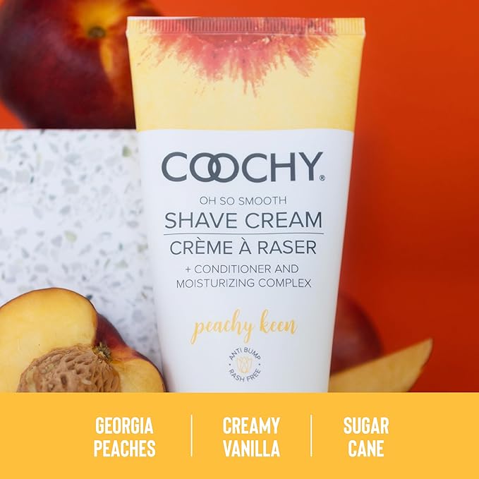 Coochy Shave Cream - Moisturizing Shave Lotion - Gentle Intimate Shaving Cream - For Bikini Area Underarms Legs &amp More - Rash-Free Hydrating Formula - Peachy Keen 32 oz