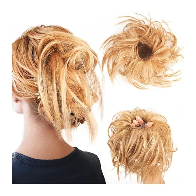 FRANCES Fake Hair Bun Synthetic Bun Ponytail Hair Extensions Headband Messy Bun with Elastic Rubber Band Ponytail Wig Hair Bun for Women Hair Accessories (Color : 24#)