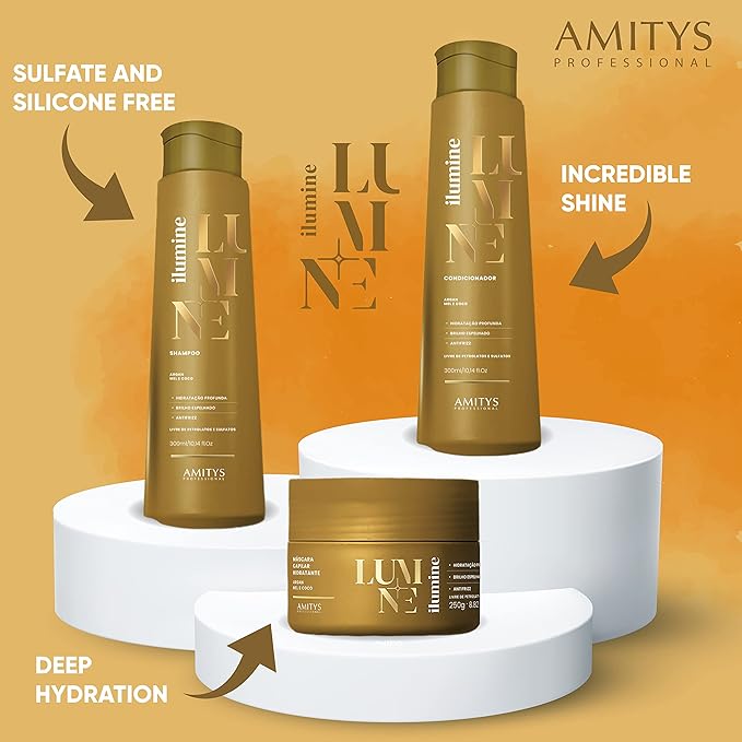 Ilumine Hair Mask Deep Hydrating Coconut Oil Honey Extract Clean Shine Anti-Frizz Petroluem-Free Sulfate-Free Paraben-Free Vegan 250 grams