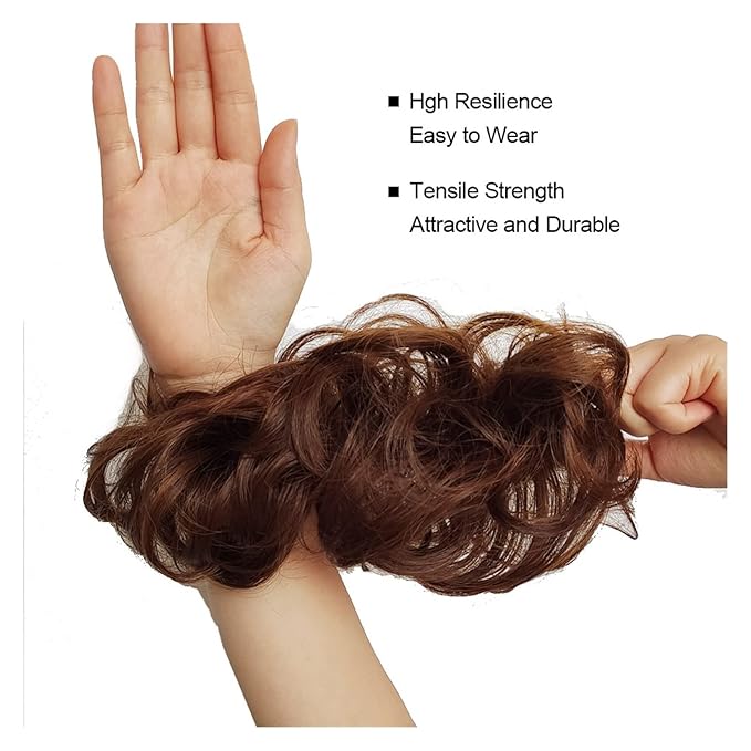 EARSHOT Hair Buns Hair Piece 1 Pack Messy Bun Hair Hoops Ponytail Hair Extensions Synthetic Donut Hair Bun Curly Wavy Hair Bun Wigs for Women Hair Accessories For Girls (Color : 27H613)