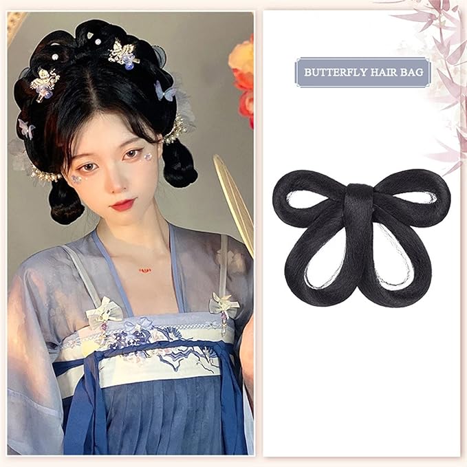 Chinese Ancient Wig Women Hanfu Wigs Headdress Photography Dance Accessory Wigs Black for Women Integrated Hair Bun High TEM (Color : #2)
