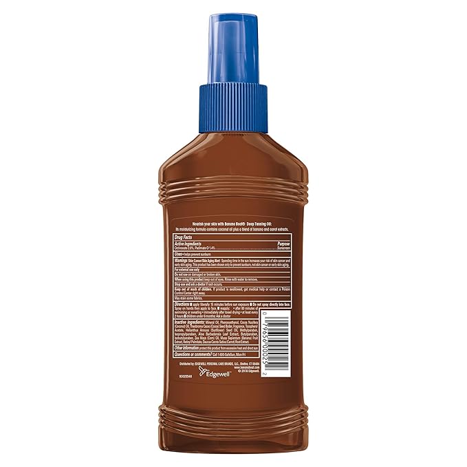 Banana Boat Sunscreen Dark Tanning Oil with Carrot and Banana Extract Sun Care Sunscreen Spray- SPF 4 8 Ounce (Pack of 3)
