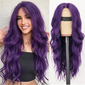 AISI HAIR Dark Purple Wig for Women Long Wavy Lace Hairline Middle Part Synthetic Heat Resistant Wig for Daily Party-26 Inch