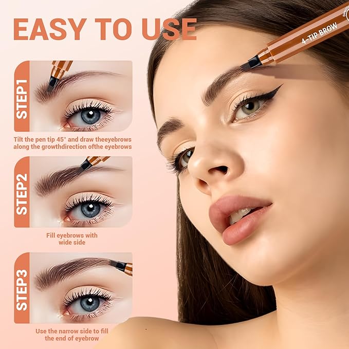 Microblading Eyebrow Pencil 2025 Upgraded 3D Waterproof Eyebrow Pen Fine Tip Long Lasting Brow Pen for Natural Brows Eye Brow Pencils for Women (Light Brown)