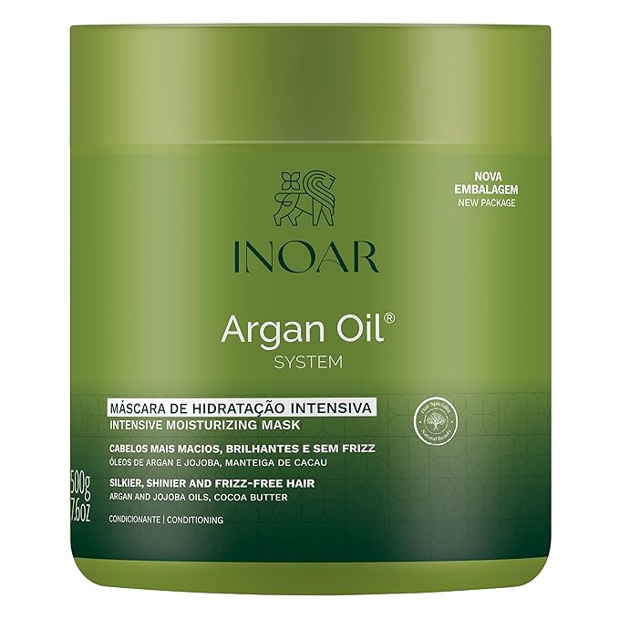 INOAR Argan Oil Hair Mask Hidratante Deep Moisture &amp Repair Treatment 17.64 Fl Oz
