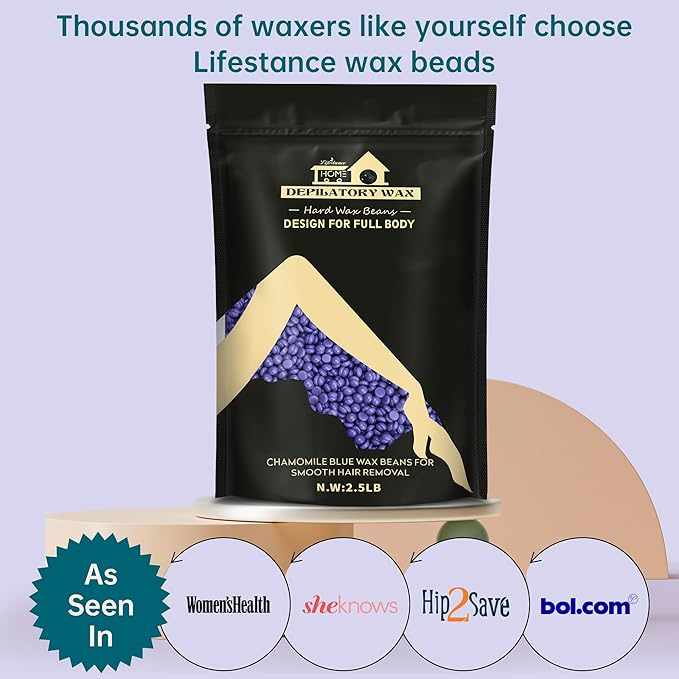 Lifestance 2.5lb Wax Beads Kit Lavender Hard Wax Beans For Hair Removal Brazilian Bikini Leg Underarm Waxing for Fine Coarse Hair Women Men Large Refill for Wax Warmers at Home