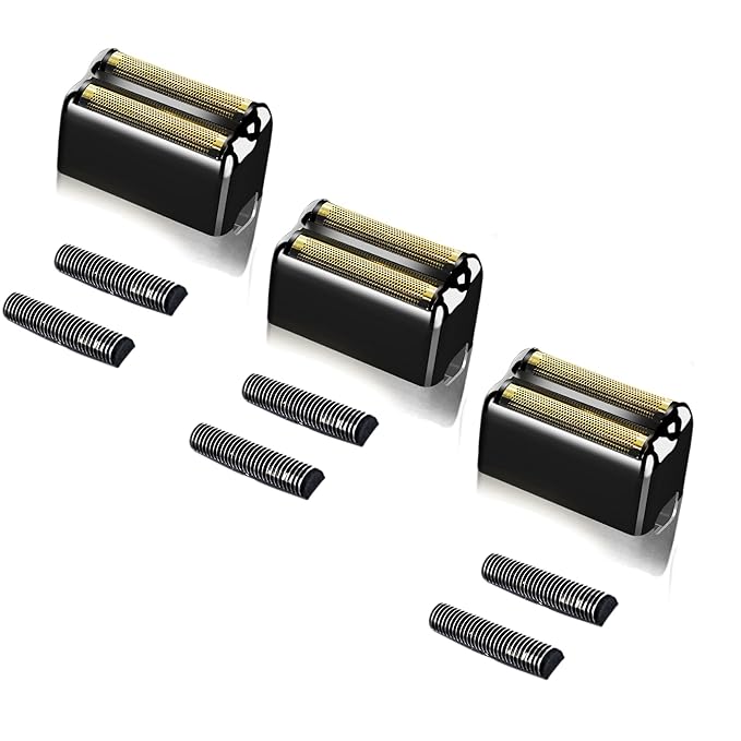 Professional Replacement Foil and Cutters for BaBylissPRO Barberology Double Foil Shaver Compatible with BaBylissPRO Barberology FXFS2 Shaver (3 black)