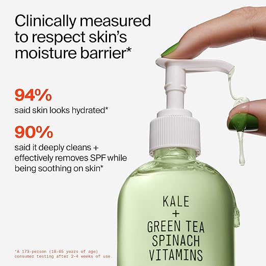 Youth To The People Superfood Facial Cleanser - Kale + Green Tea Daily Face Wash Gentle Makeup Remover with Soothing Antioxidants for Glowing Skin pH Balance Clean Pores Sulfate-free Refillable
