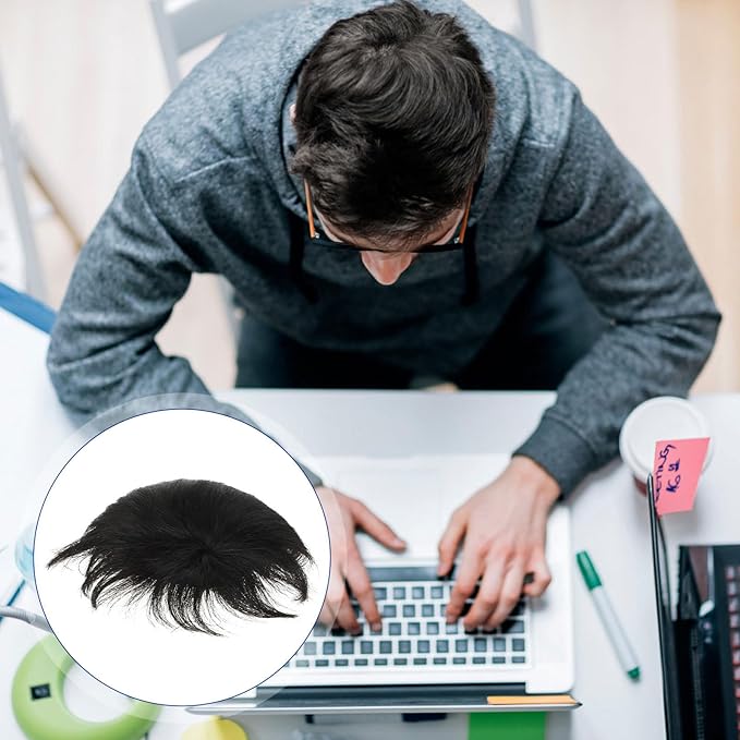 Pieces Clip Black in Hair Loss Extension Toupee Guy Fake Patch Hairline Seamless Daily Tape Invisible Covering Natural for Topper Accessory Bald
