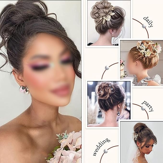 Wavy Curly Hair Bun with Clip Soft Claw Clip Ponytail Hairpieces Messy Bun Hair Piece Synthetic Chignon Thick Updo Ponytail Extension For Women 6 IN Dimgray
