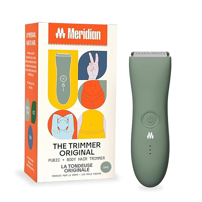 MERIDIAN The Trimmer Original - Body Hair Trimmer for Men Electric Shaver for Pubic Hair Chest Legs &amp Bikini Waterproof &amp Rechargeable Sage