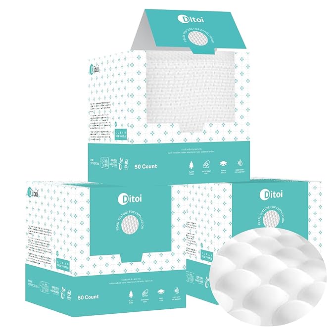 Ditoi Disposable Face TowelsUltra Thick Face Towelettes XL Lint-Free Facial Wipes for Makeup Removal &amp Gentle Skin Care10×12150 Count (3 Pack)Pearl-textured