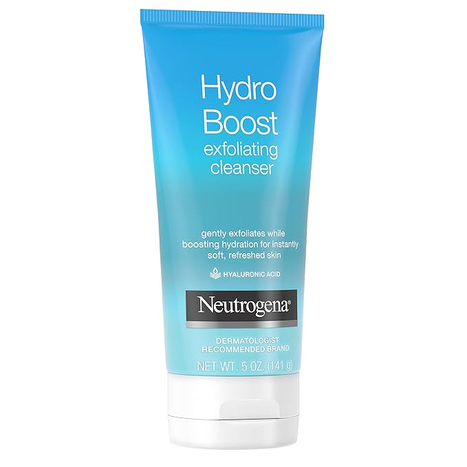 Neutrogena Hydro Boost Gentle Exfoliating Daily Facial Cleanser with Hyaluronic Acid Clinically Proven to Increase Skin's Hydration Level Non-Comedogenic Oil- Soap- &amp Paraben-Free 5 Oz 3 Pack
