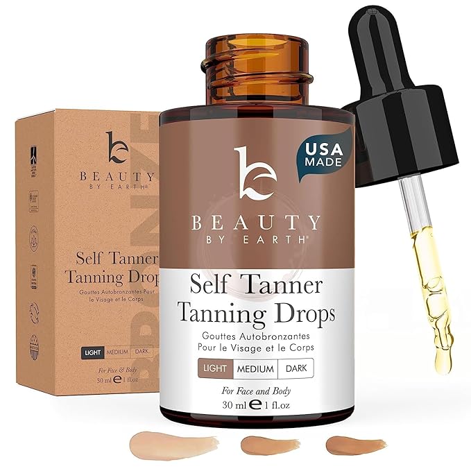 Self Tanning Drops for Face - USA Made with Organic &amp Natural Ingredients Bronzing Face Tanning Drops with Aloe Vera Non Toxic Self Tanner for Sunless Fake Tan &amp Natural Glow Cruelty &amp