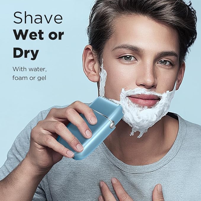 Electric Razor Electric Shaver for Men Upgraded Foil Shaver with 3 Speeds Double Floating Blade IPX7 Waterproof Wet/Dry LED Display USB Type C Rechargeable Blue